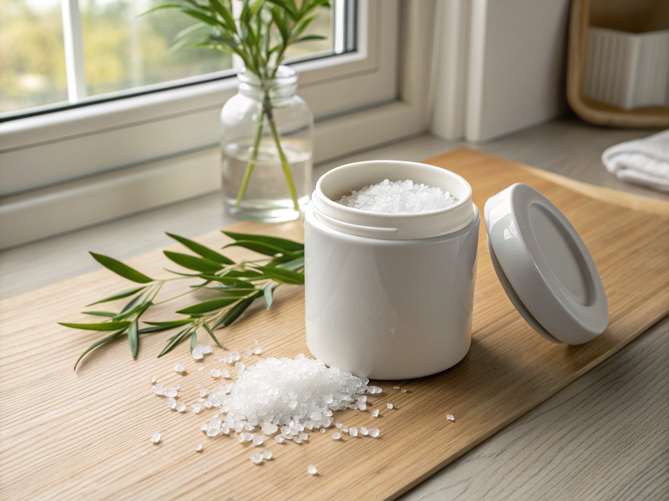 Japanese toilet salt cleaner with natural mineral crystals